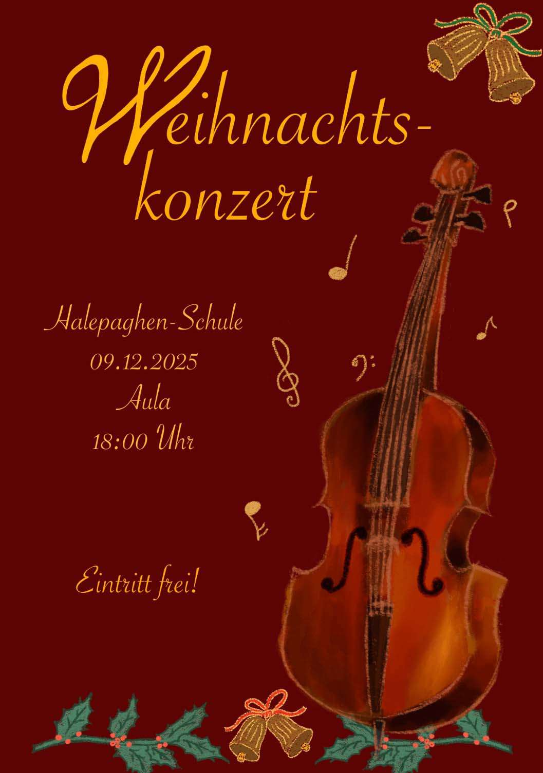 Mehr über den Artikel erfahren Weihnachtskonzert am 09.12.25 in der Aula ab 18:00 Uhr